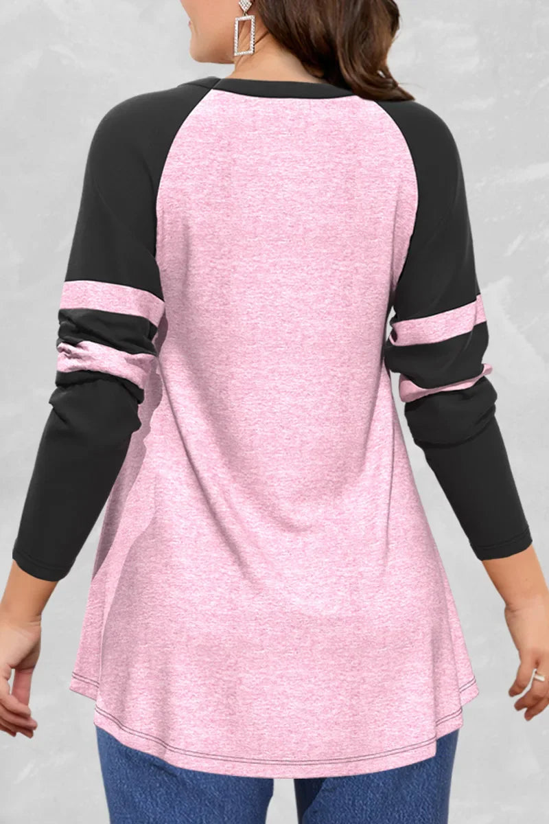 Estella | Dames T-shirt met V-hals en Kruisriem in Roze